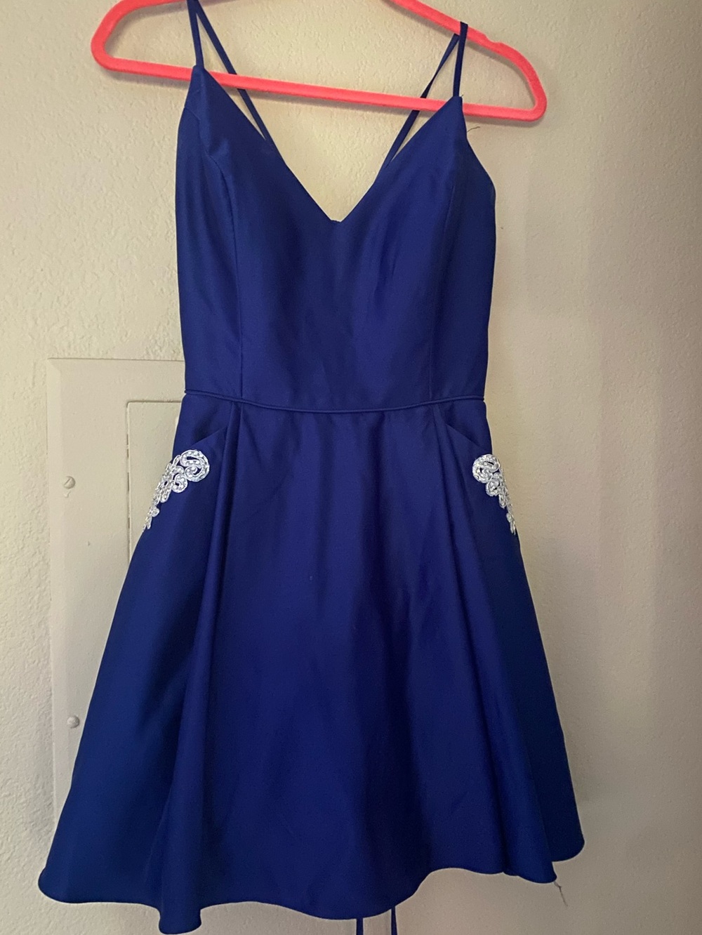 Blondie Nites Royal Blue Homecoming Dress w/ Pockets & Rhinestone Trim - Size 13
